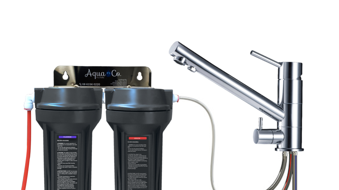 AquaCo Twin Under-Sink Filter System with 3-Way Mixer Tap